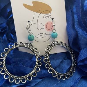 Boho Turquoise Flower Earrings